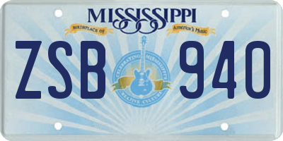 MS license plate ZSB940
