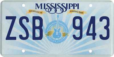 MS license plate ZSB943
