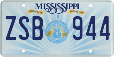 MS license plate ZSB944
