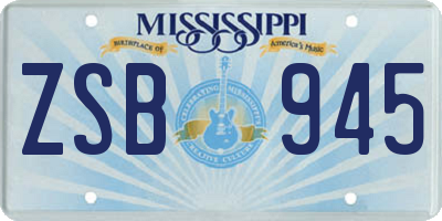 MS license plate ZSB945