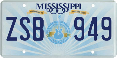 MS license plate ZSB949