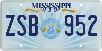 MS license plate ZSB952