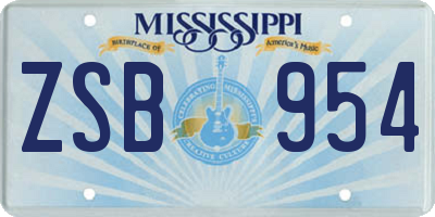 MS license plate ZSB954