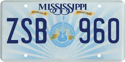 MS license plate ZSB960