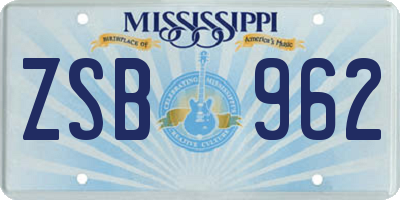 MS license plate ZSB962