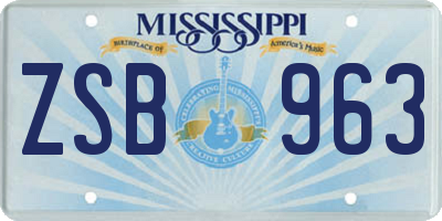 MS license plate ZSB963