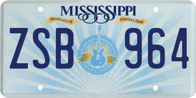 MS license plate ZSB964
