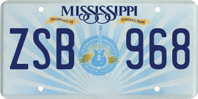 MS license plate ZSB968