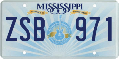 MS license plate ZSB971
