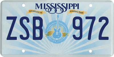 MS license plate ZSB972