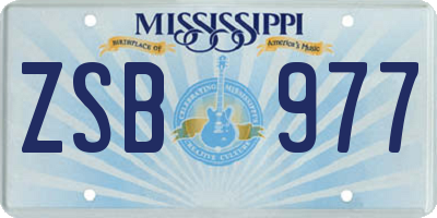 MS license plate ZSB977