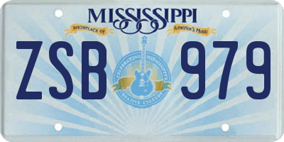 MS license plate ZSB979