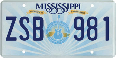 MS license plate ZSB981