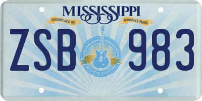 MS license plate ZSB983