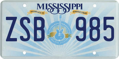 MS license plate ZSB985
