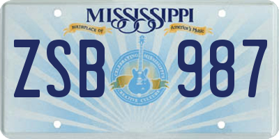 MS license plate ZSB987
