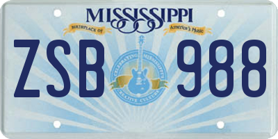 MS license plate ZSB988