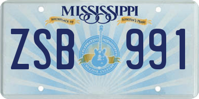MS license plate ZSB991