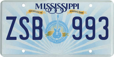 MS license plate ZSB993