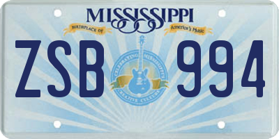 MS license plate ZSB994