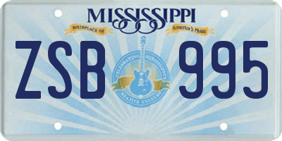 MS license plate ZSB995