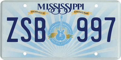 MS license plate ZSB997