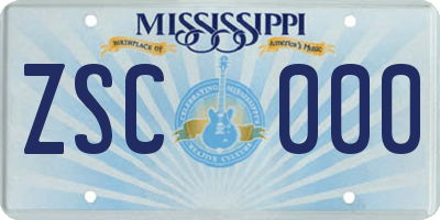 MS license plate ZSC000