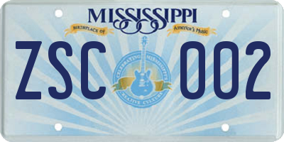 MS license plate ZSC002