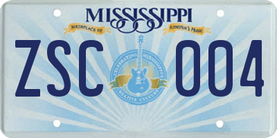 MS license plate ZSC004