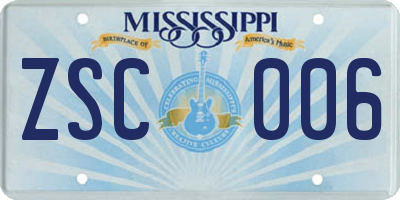 MS license plate ZSC006