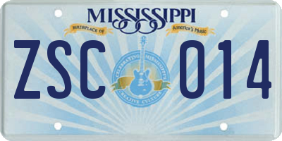 MS license plate ZSC014