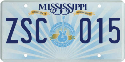 MS license plate ZSC015