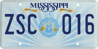 MS license plate ZSC016