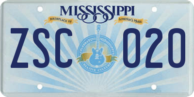 MS license plate ZSC020