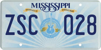 MS license plate ZSC028