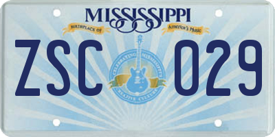 MS license plate ZSC029