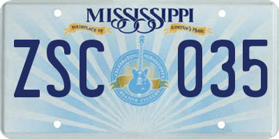 MS license plate ZSC035