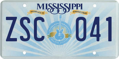 MS license plate ZSC041
