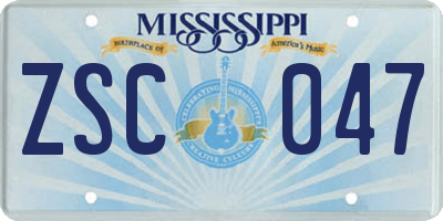 MS license plate ZSC047