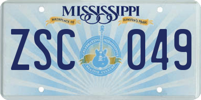 MS license plate ZSC049