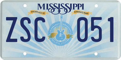 MS license plate ZSC051