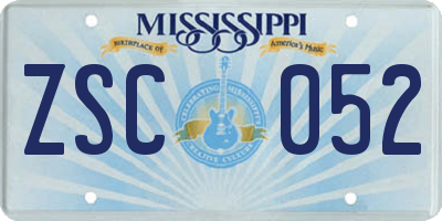MS license plate ZSC052