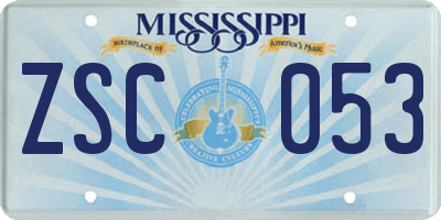 MS license plate ZSC053