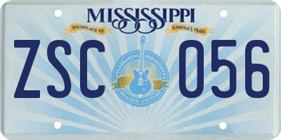 MS license plate ZSC056
