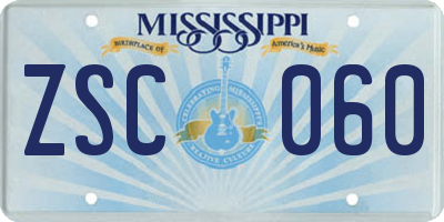 MS license plate ZSC060
