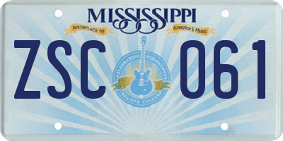 MS license plate ZSC061