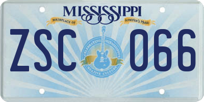 MS license plate ZSC066