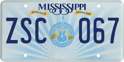 MS license plate ZSC067