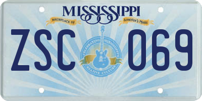 MS license plate ZSC069