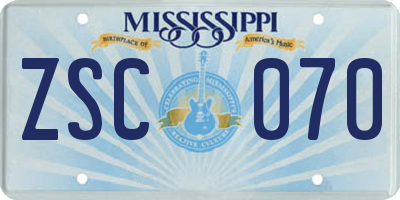 MS license plate ZSC070